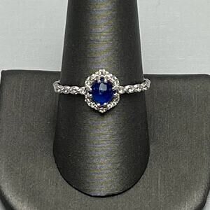 Bomb Party Genuine Lapis Quartz Stone Rhodium Plated Band Size 10 Ring